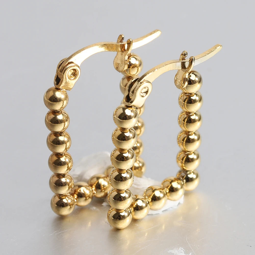 18K Gold Plated Beaded Hoop Earring