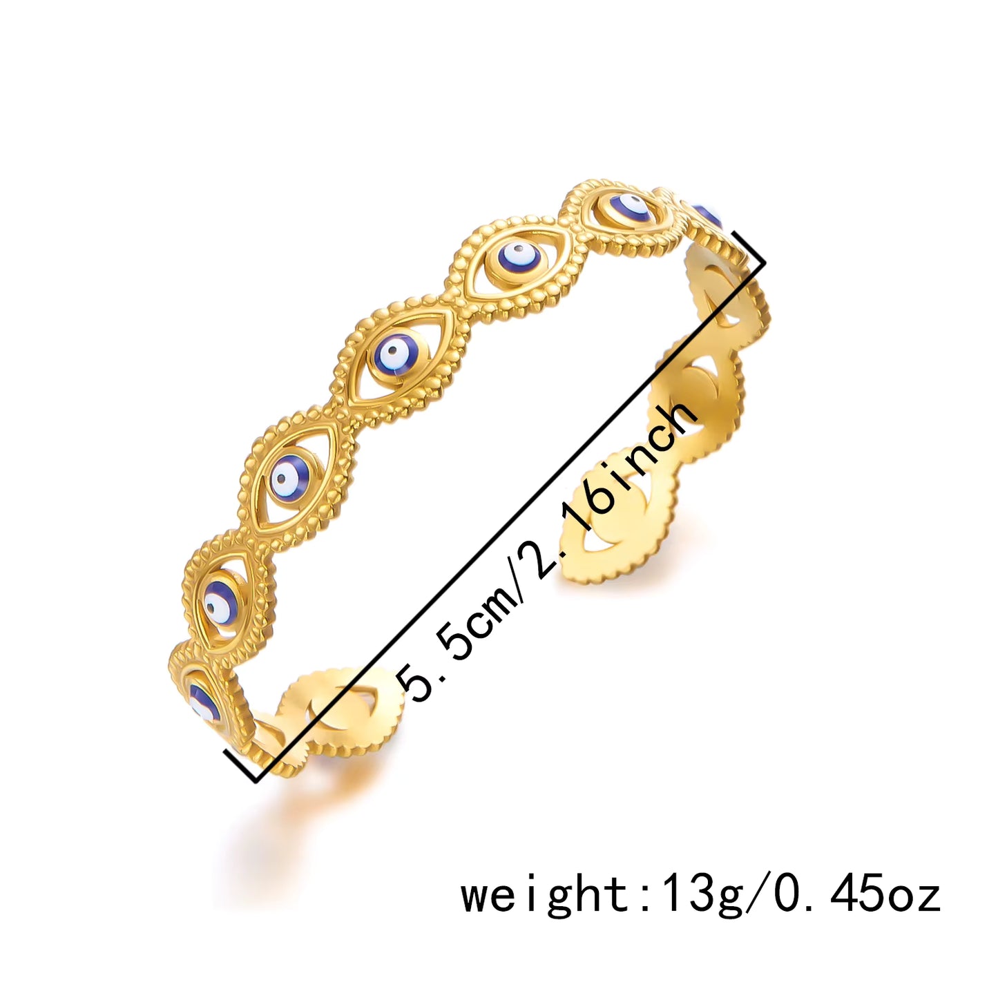 18K Gold Plated Evil Eye Cuff Bangle