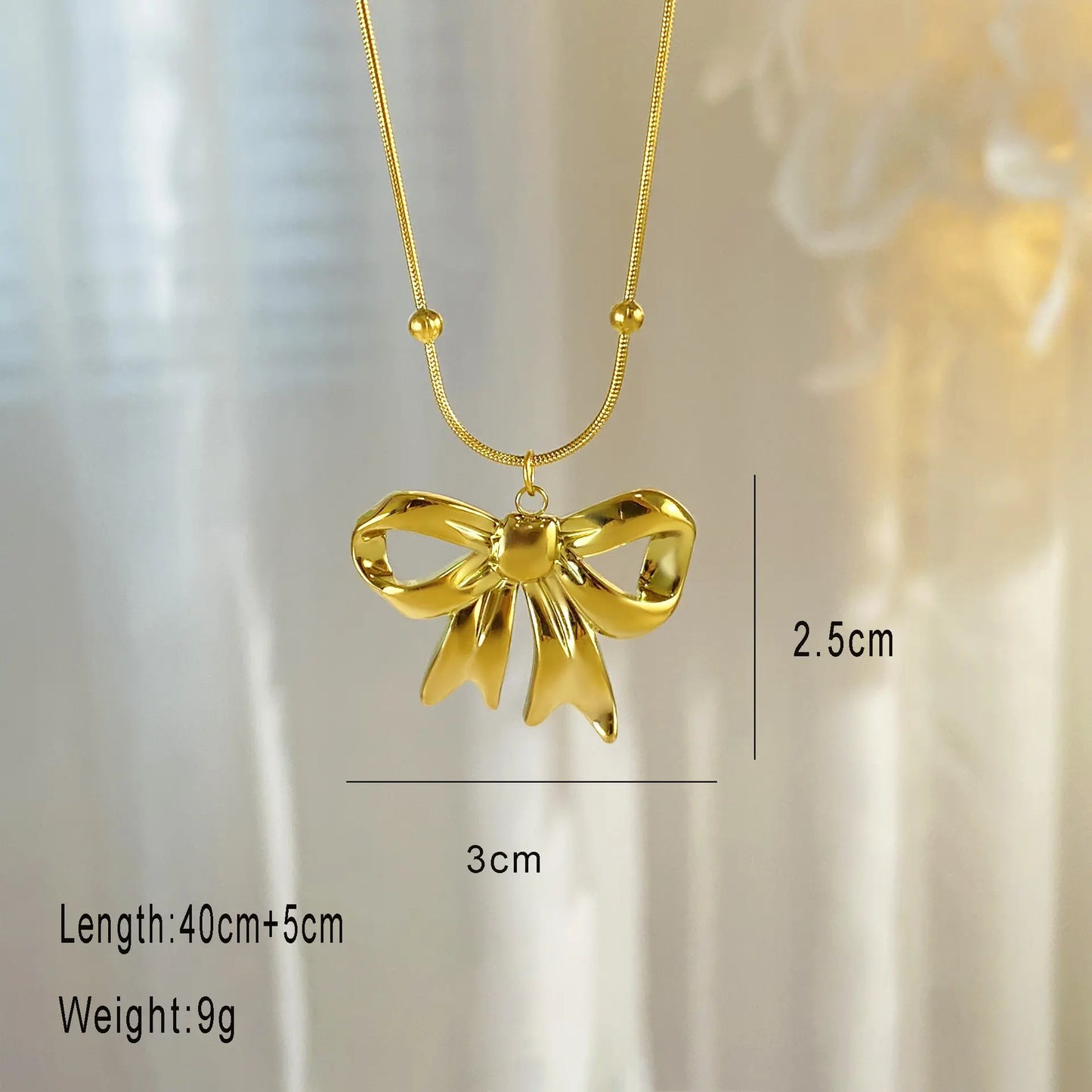 18K Gold Plated Snake Chain Bow Necklace