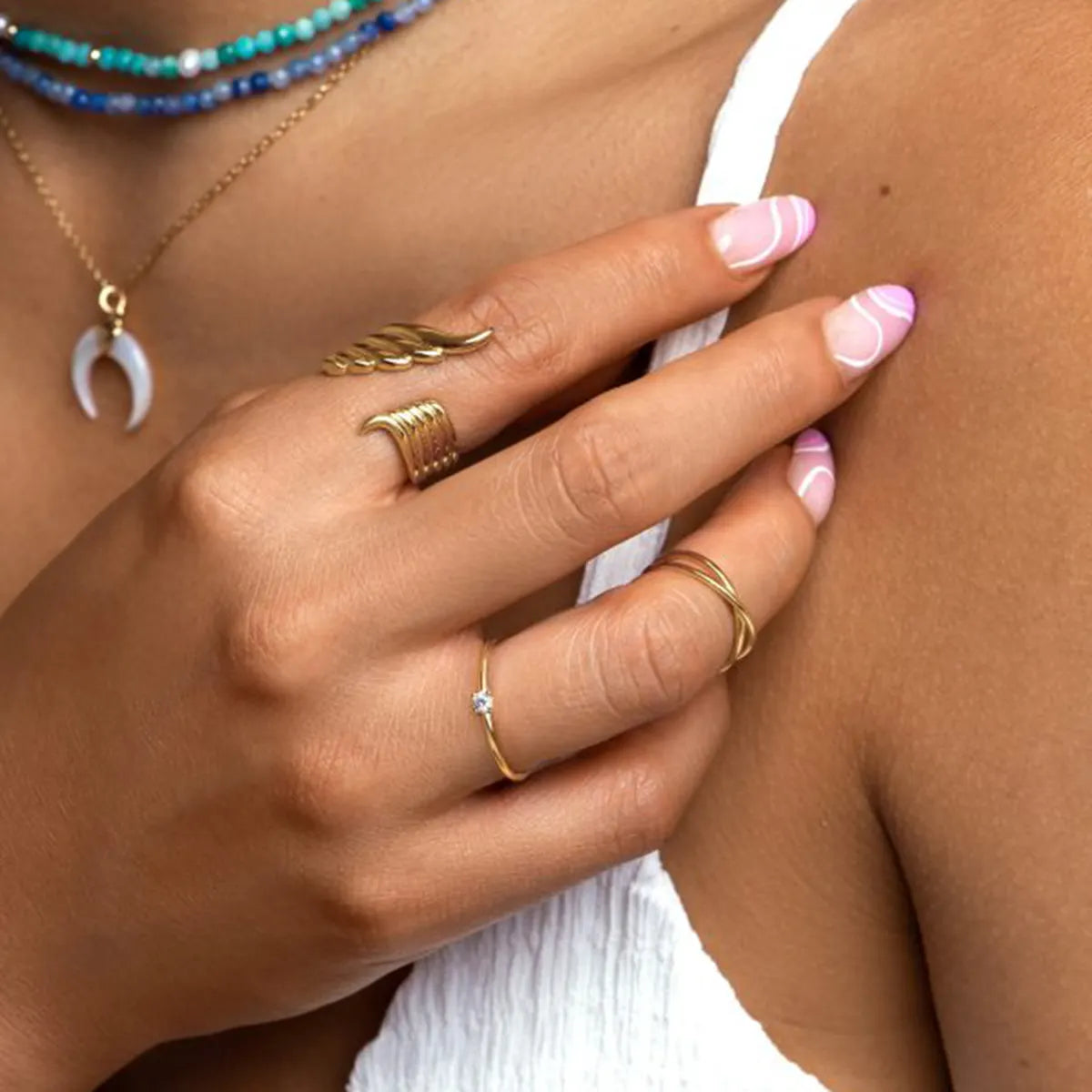 18K Gold Plated WING Open Ring (Adjustable)
