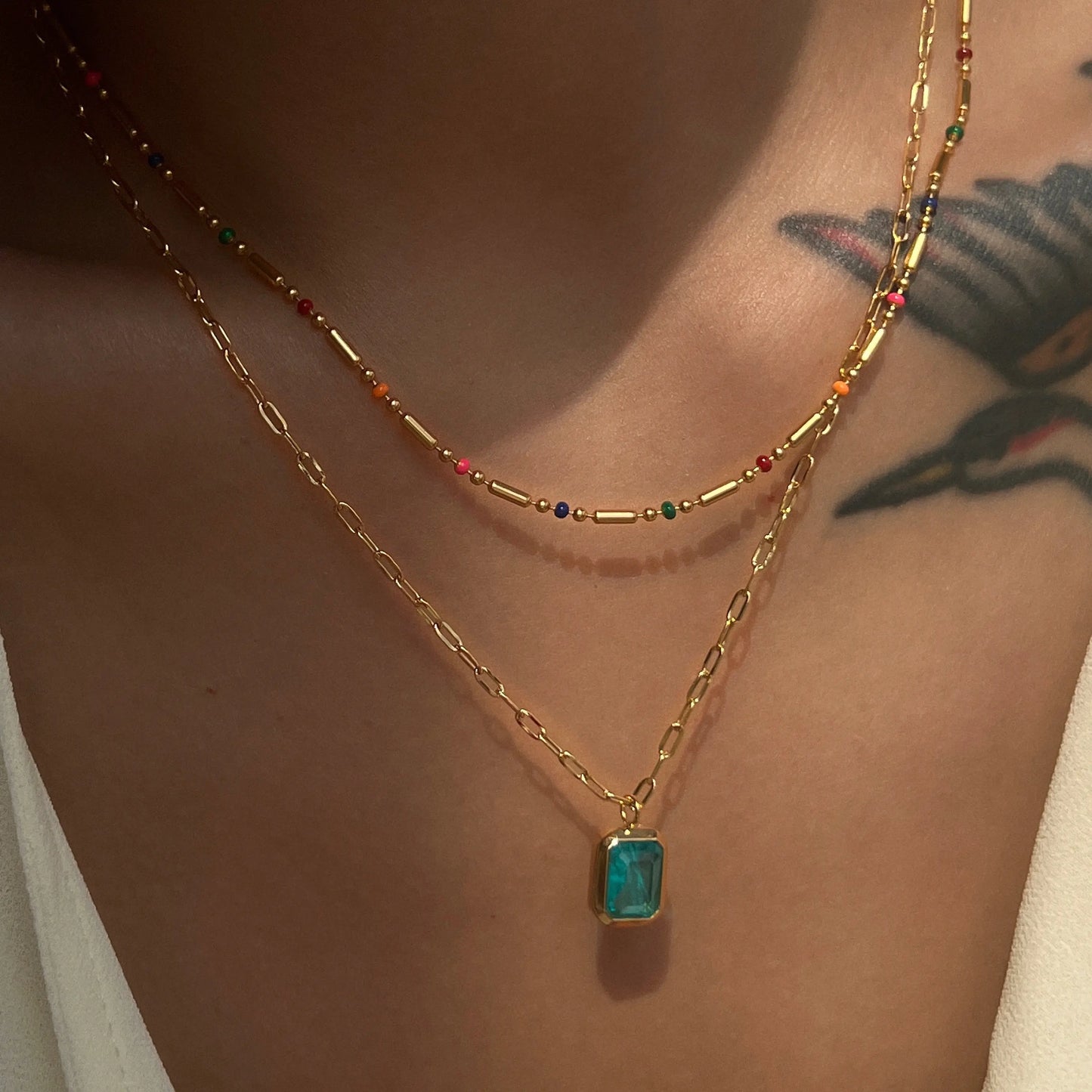 18k Gold Plated Colourful Boho Bead Necklace