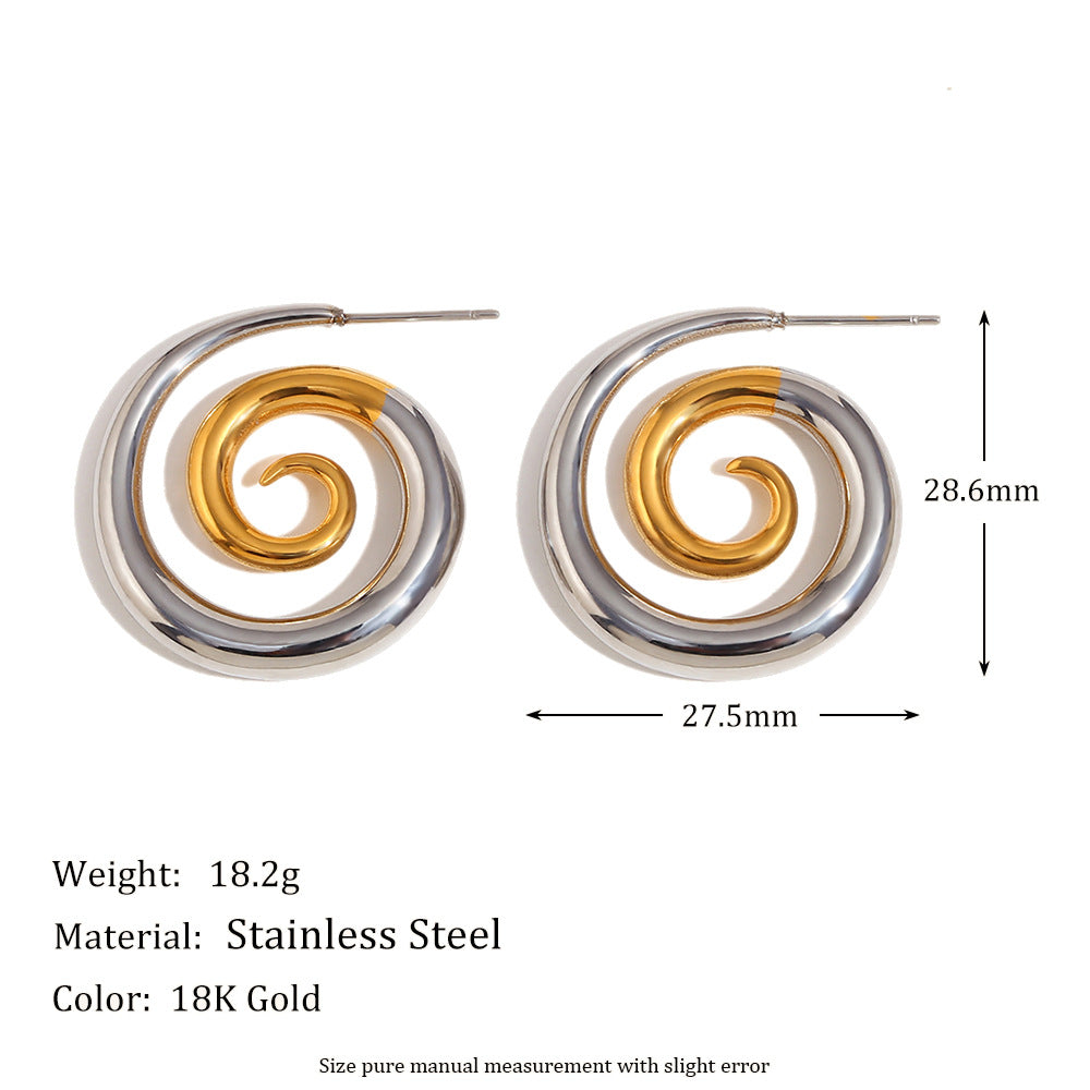 18K Gold Plated Two-tone Spiral Earring