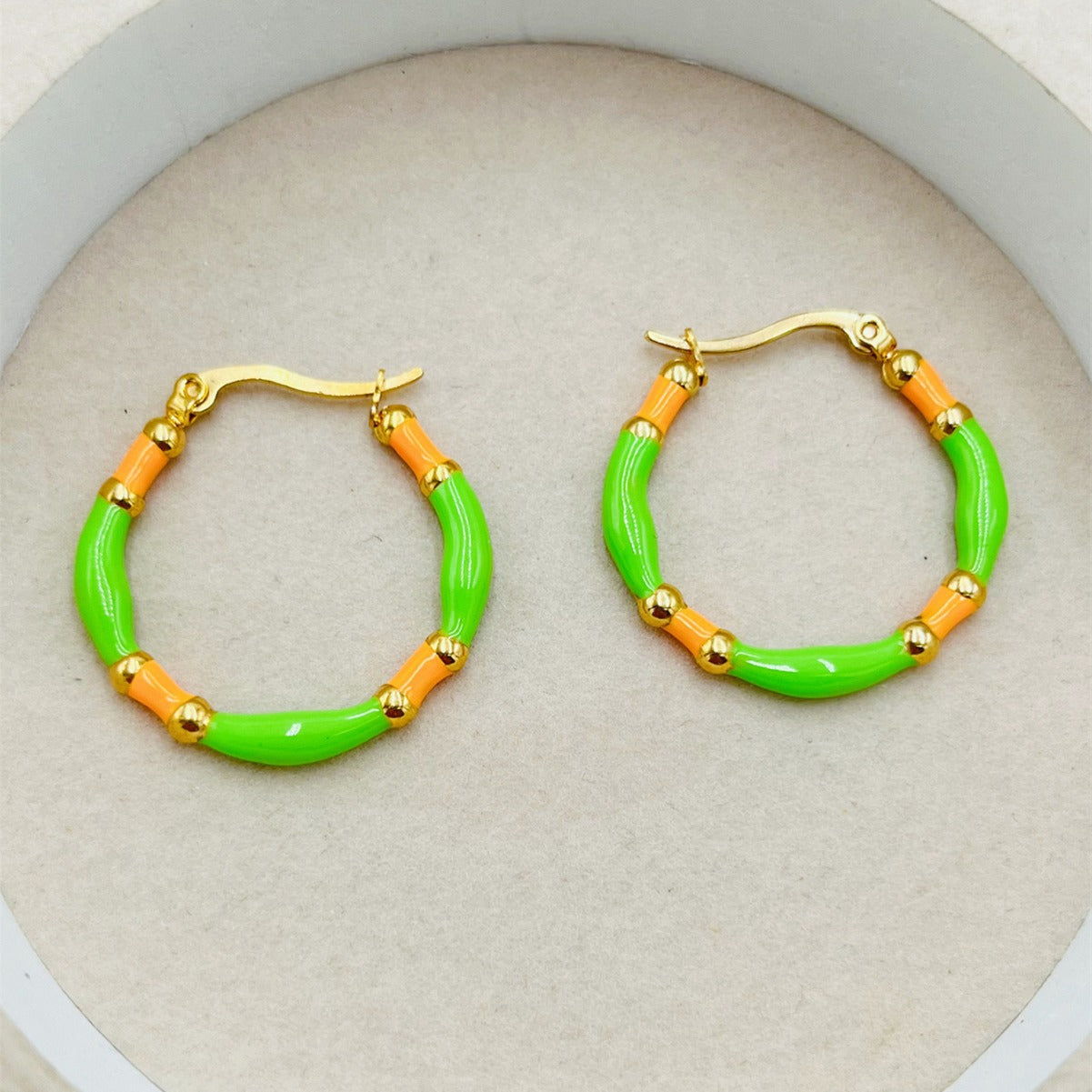 18K Gold Plated Colourful Enamell Hoop