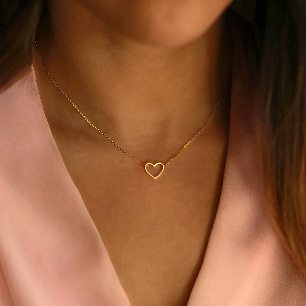 18k Gold Plated Dainty Heart Pendant Necklace