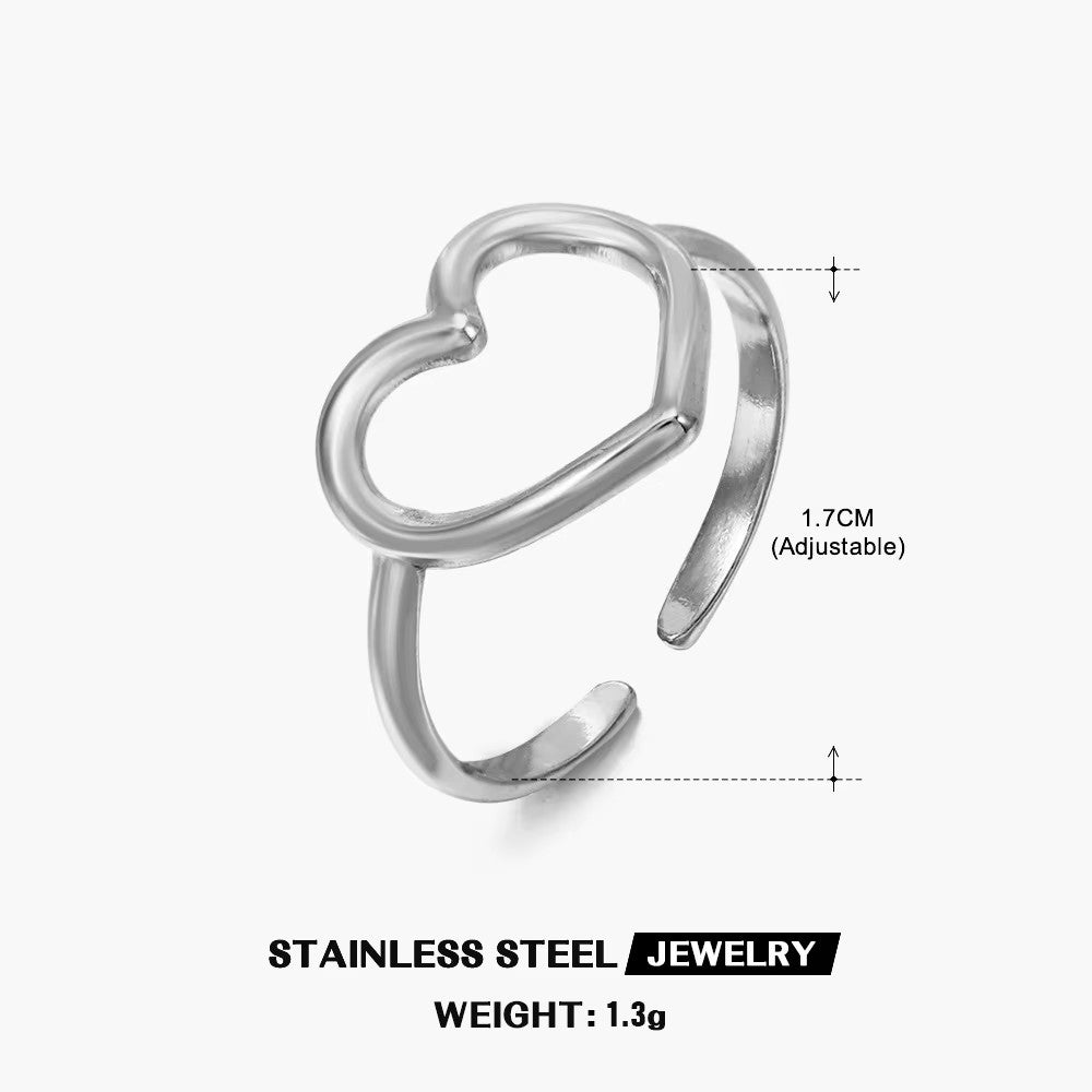 18K Gold Plated Open Heart Ring (Adjustable)