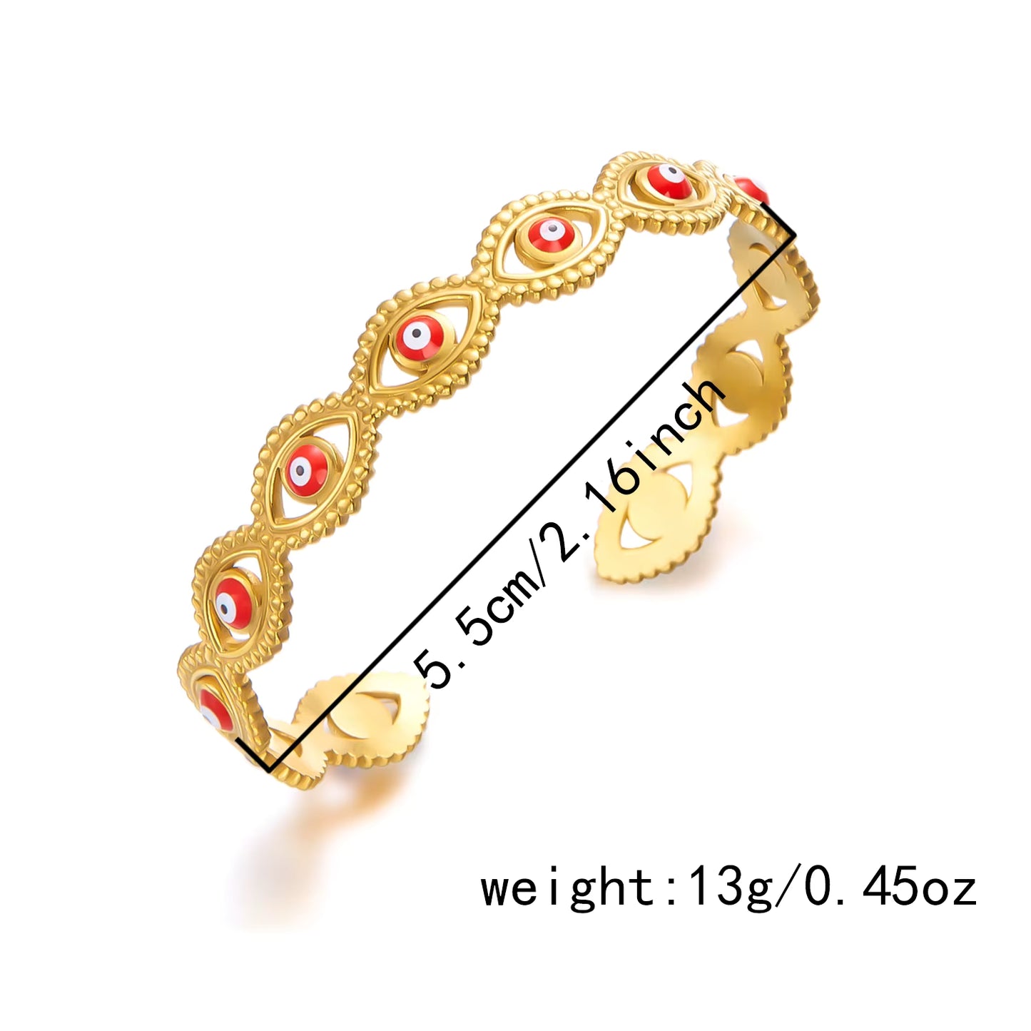18K Gold Plated Evil Eye Cuff Bangle