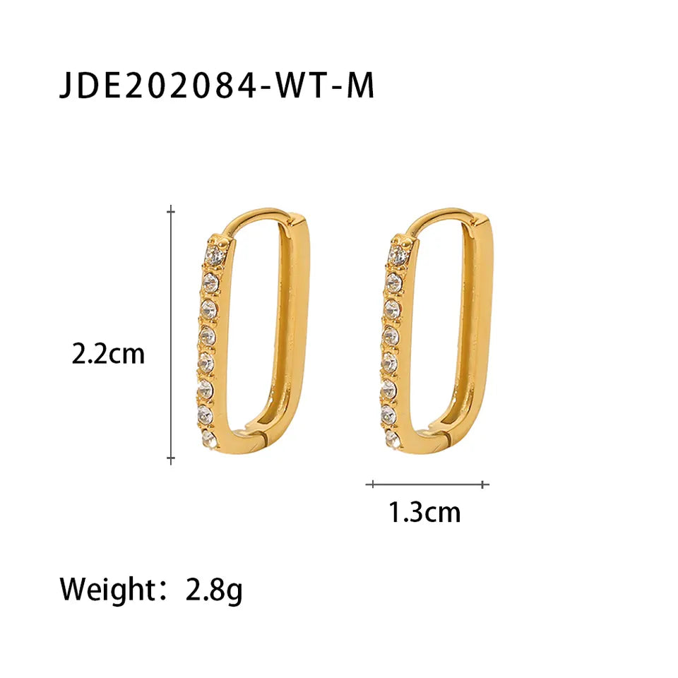 18K Gold Plated Oval CZ Hoop Earring