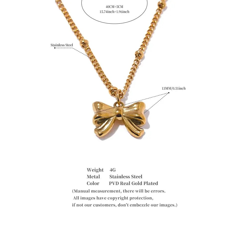 18K Gold Plated Bowknot Pendant Necklace