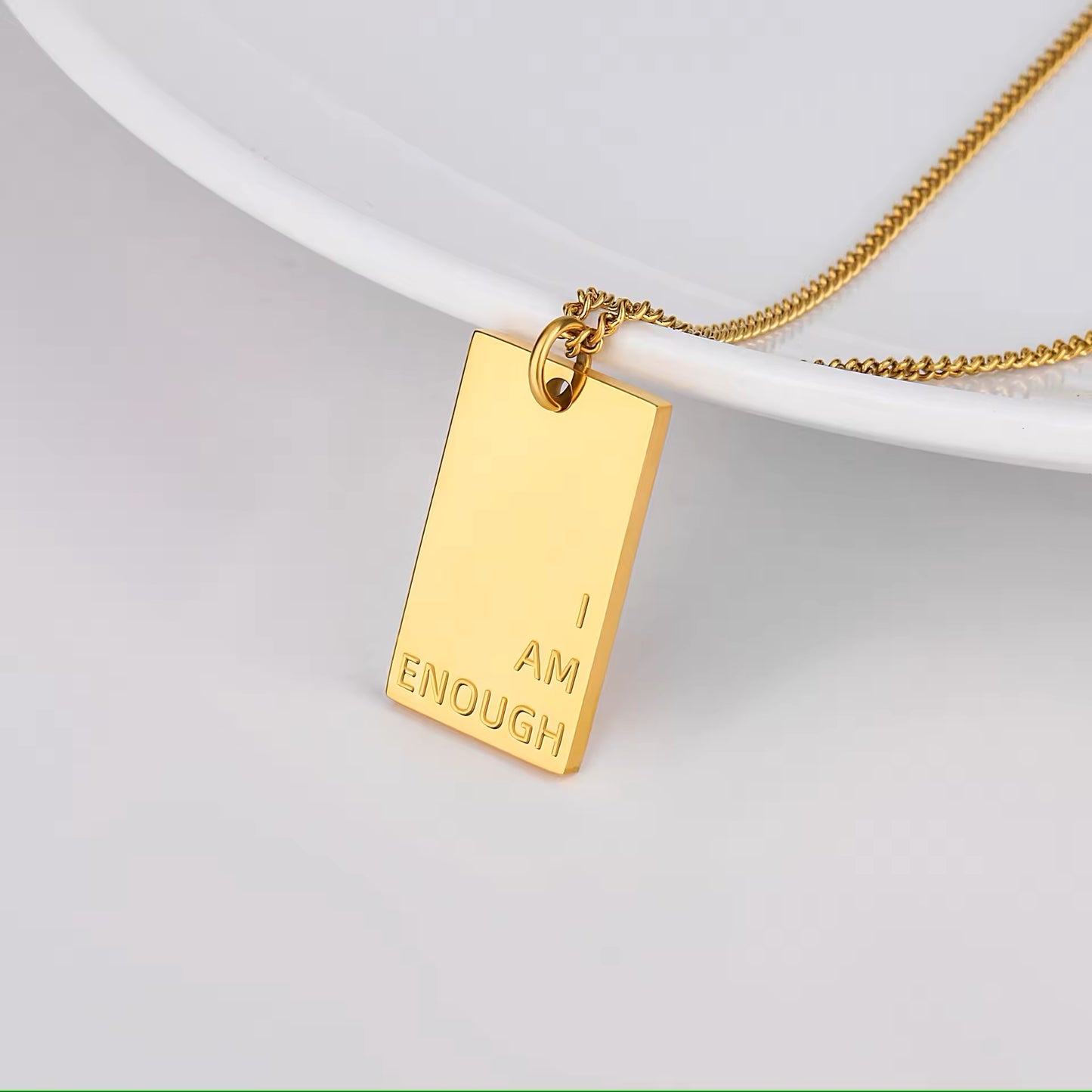 18k Gold Plated "I Am Enough" Engraved Necklace