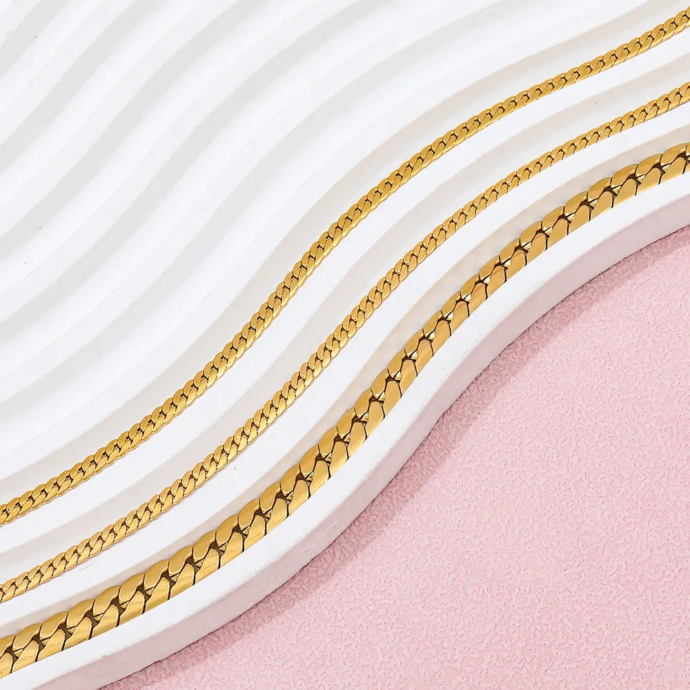 18K Gold Plate Tight-Plait Cuban Chain
