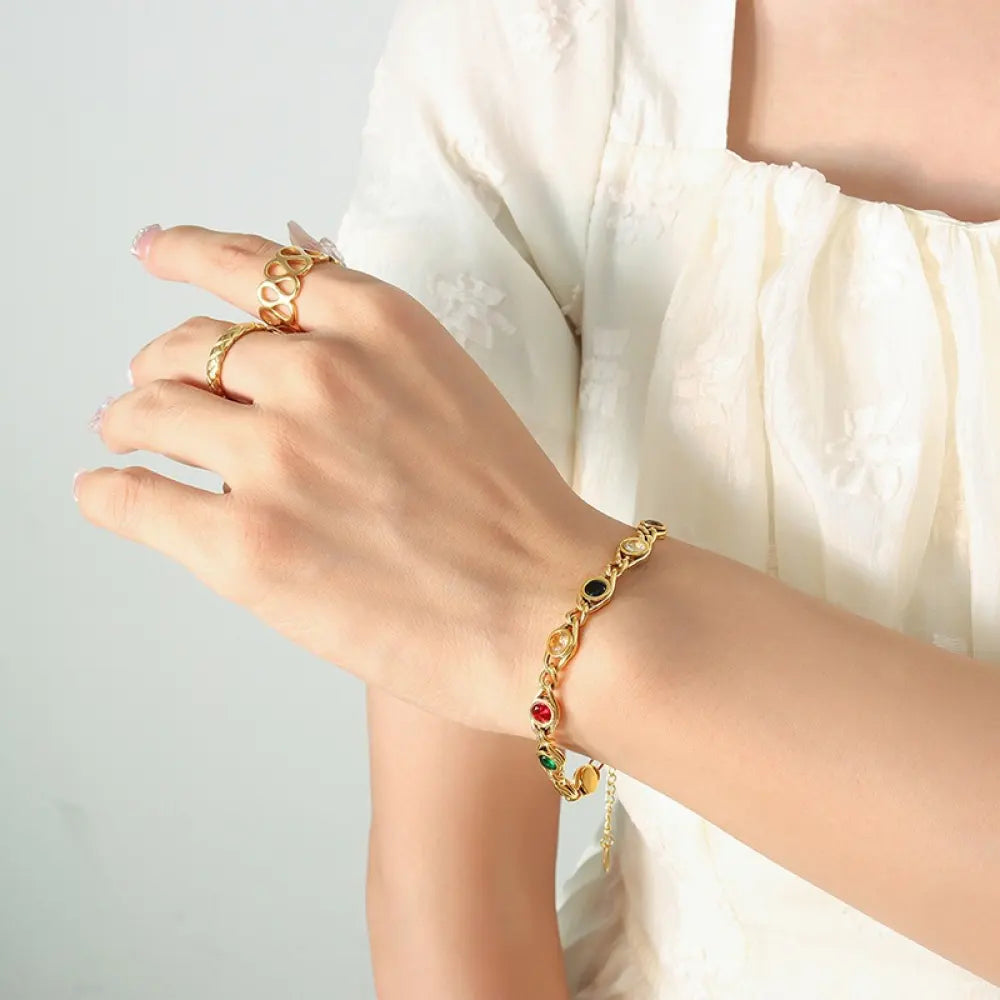 18K Gold Pated Colour ZC Fish Eye Bracelet