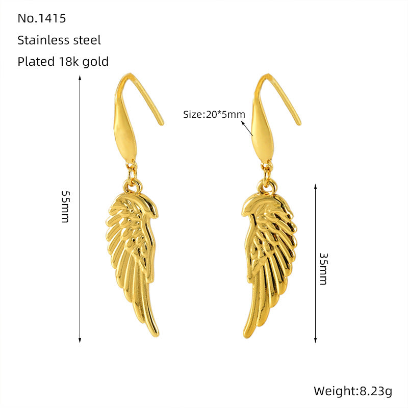 18K Gold Plated Dangle Wings Earring