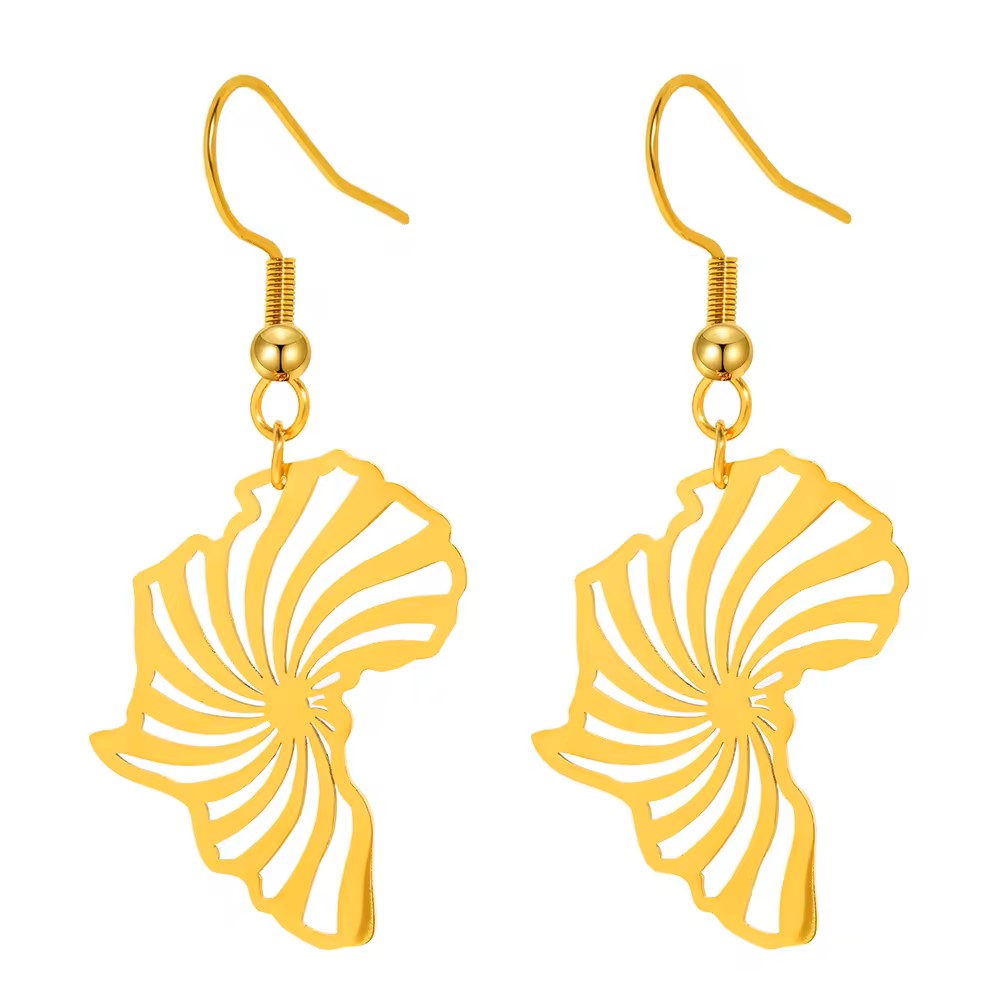 18K Gold Plated Africa Map Drop Earrings