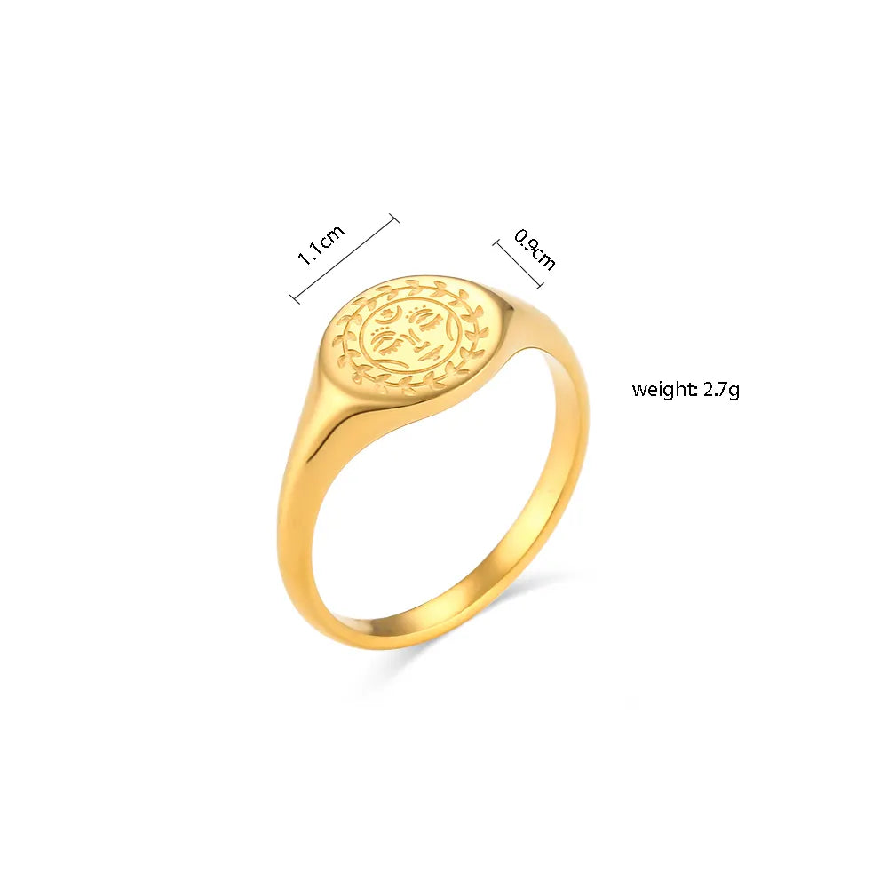 18K Gold Plated Sun Goddess Signet Ring