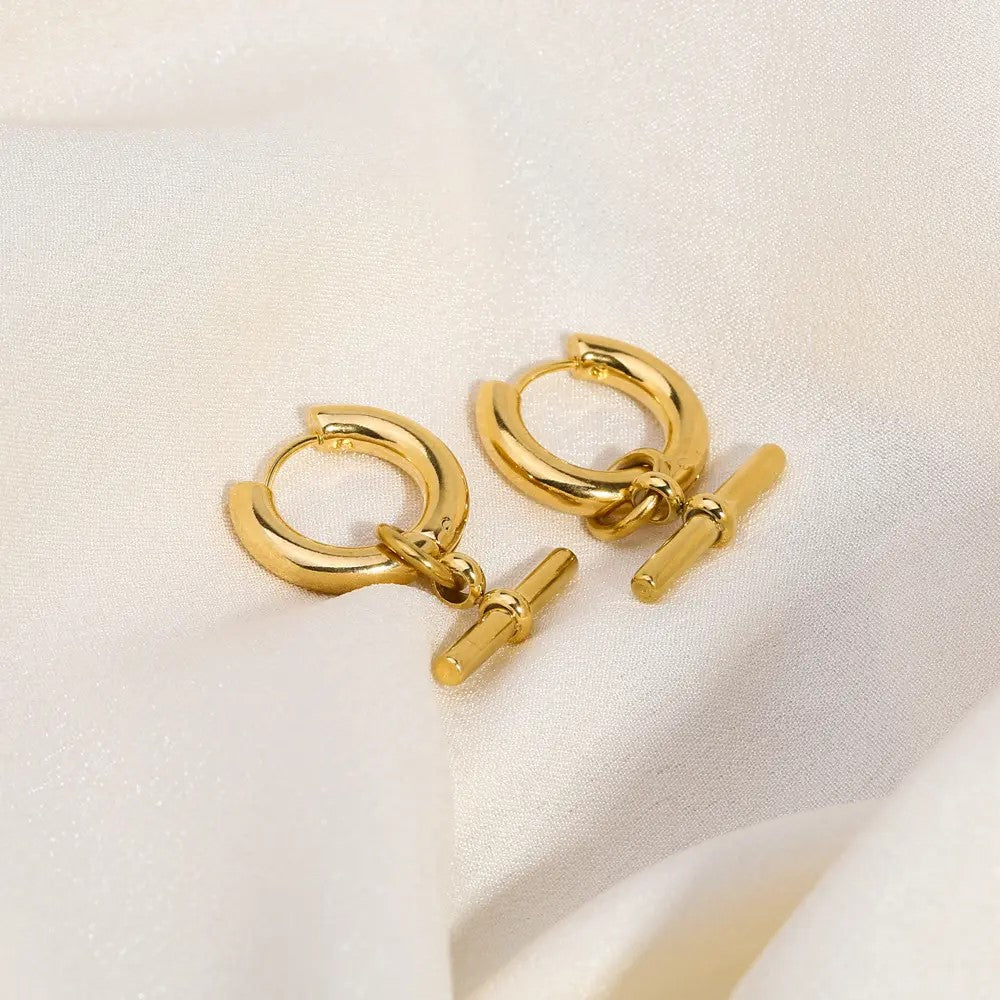 18K Gold Plated OT Huggie Earrings