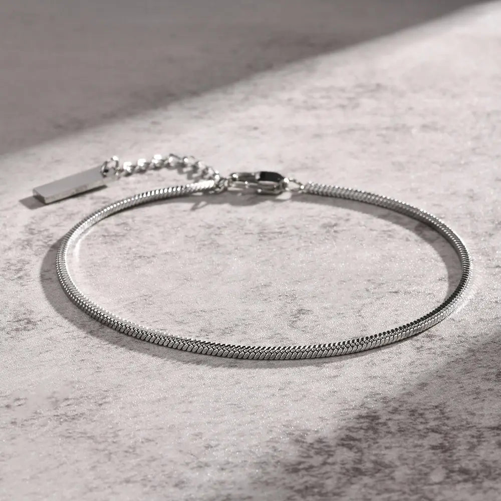 18K Gold Pated Blank-Tag Snake Chain Bracelet