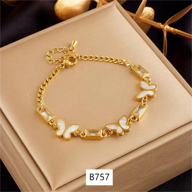18K Gold Plated Butterfly Charm Assorted Bracelets