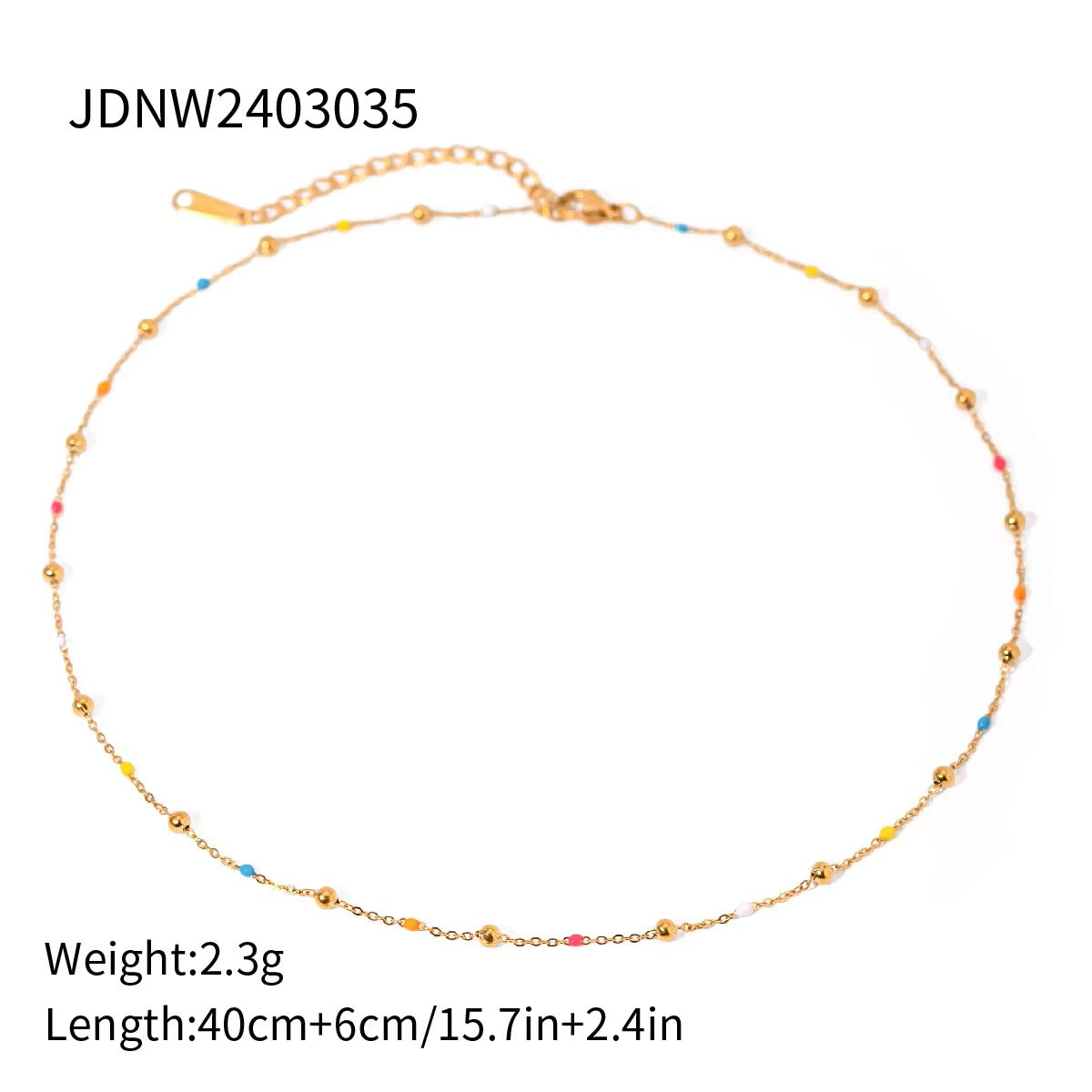 18K Gold Plated Enamel Beaded Necklace