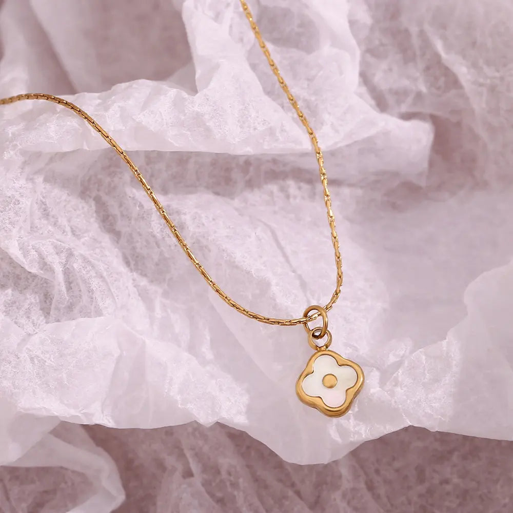 18K Gold Plated Super Dainty Clover Charm Necklace