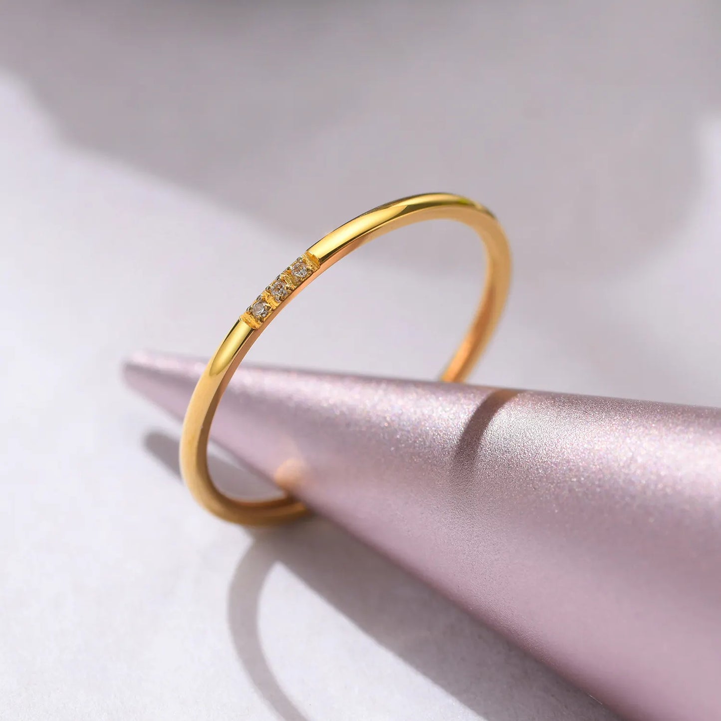 18KGP Dainty Three Stone ZC Ring