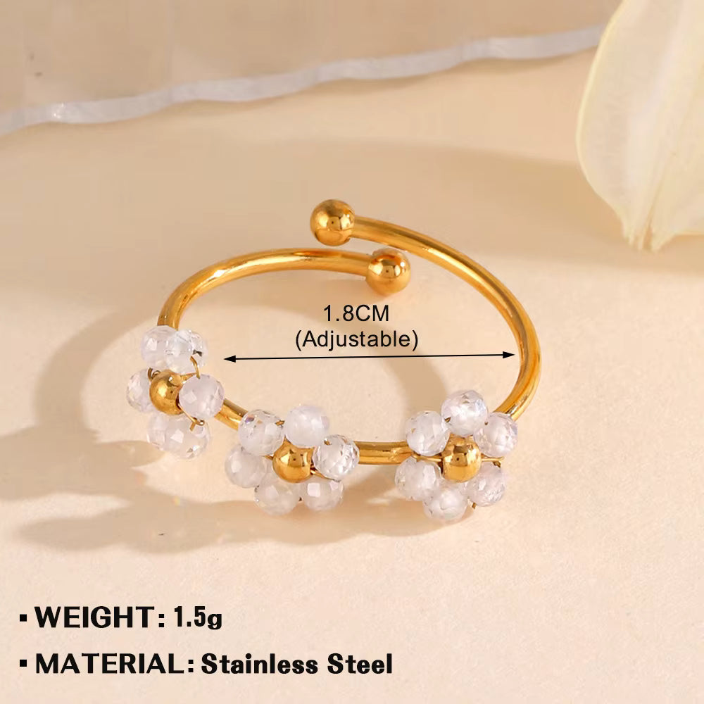 18K Gold Plated Resin Flower Ring (Adjustable)