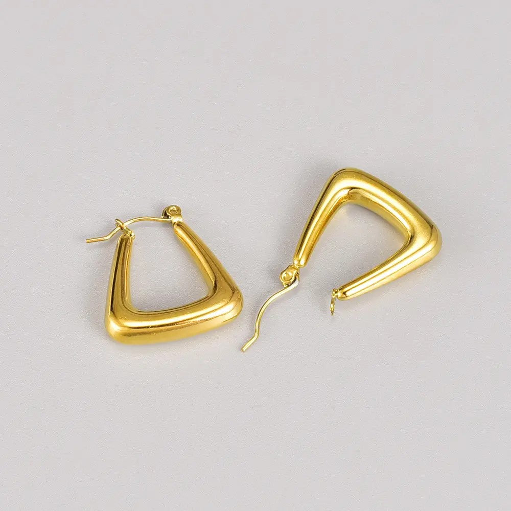 18K Gold Plated Geometric Triangle Hoop