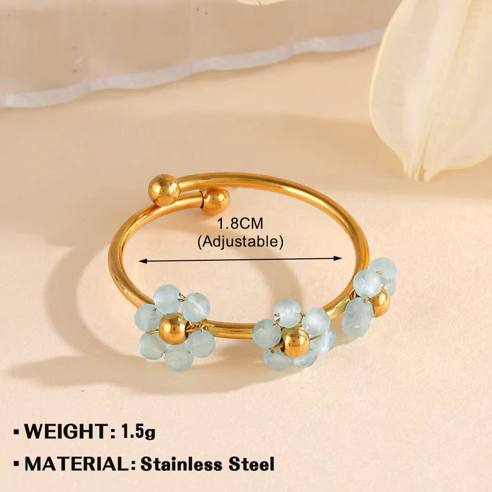 18K Gold Plated Resin Flower Ring (Adjustable)