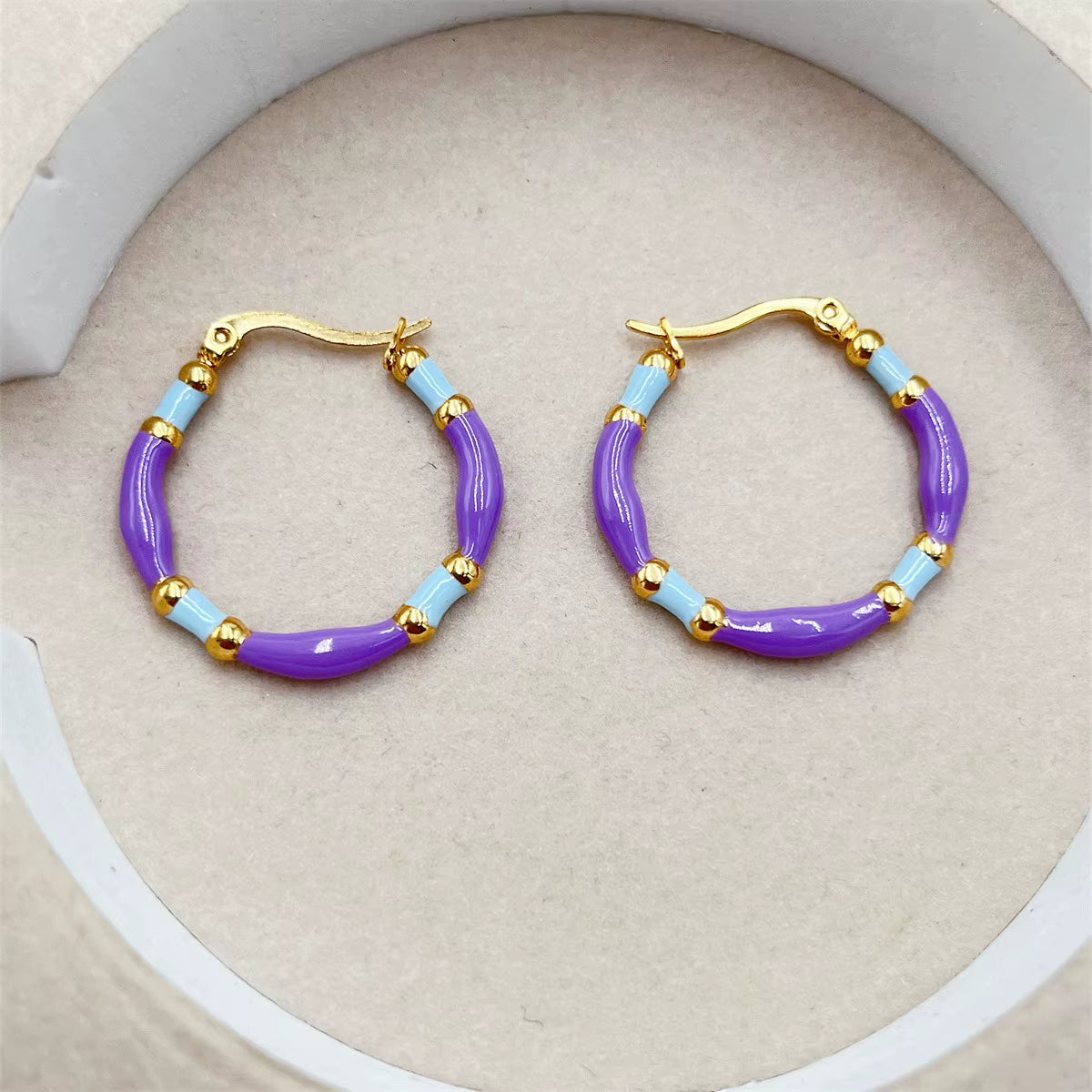 18K Gold Plated Colourful Enamell Hoop