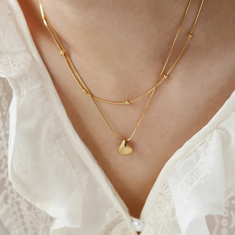 18K Gold Plated Scalloped Shell Necklace