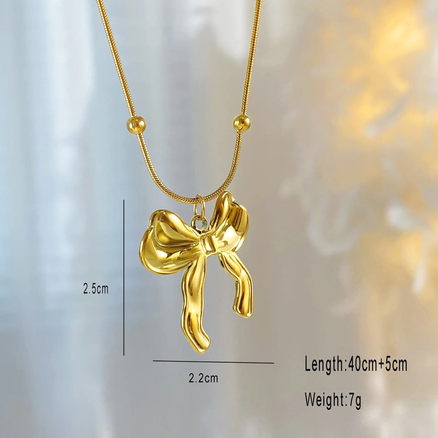 18K Gold Plated Snake Chain Bow Necklace