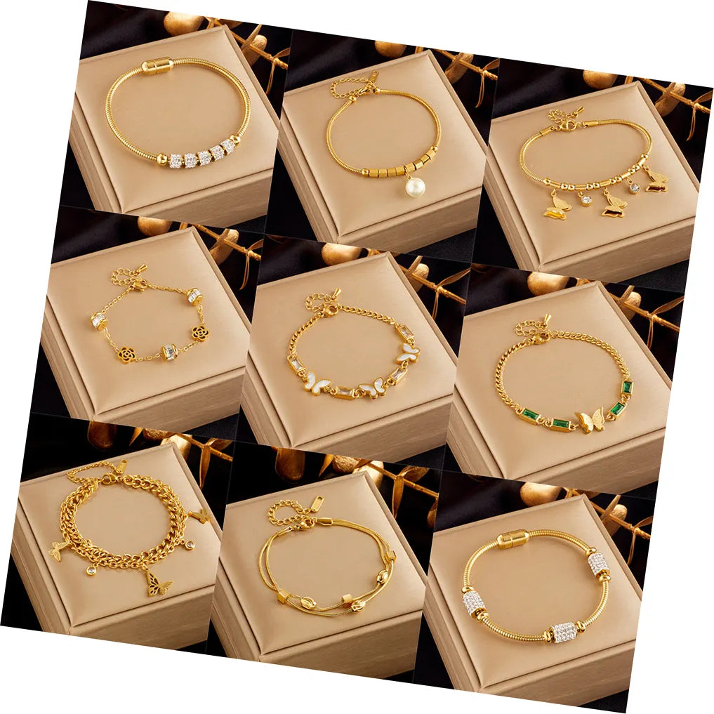 18K Gold Plated Butterfly Charm Assorted Bracelets