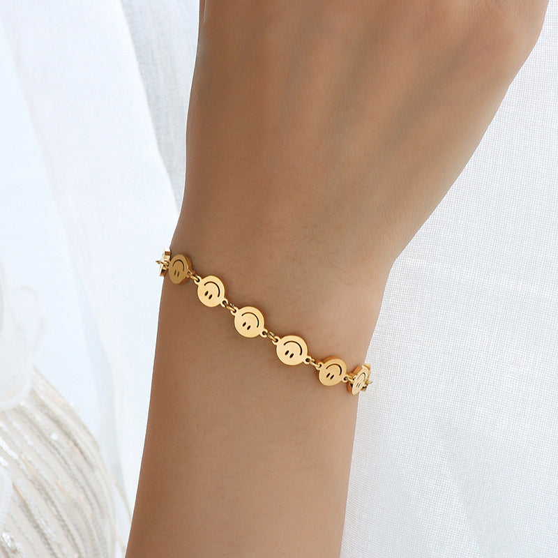 18k Gold Cute Happy Face Bracelet