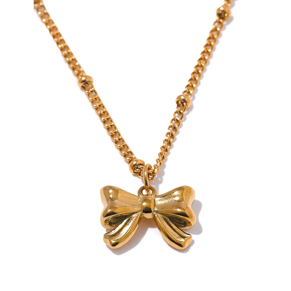 18K Gold Plated Bowknot Pendant Necklace