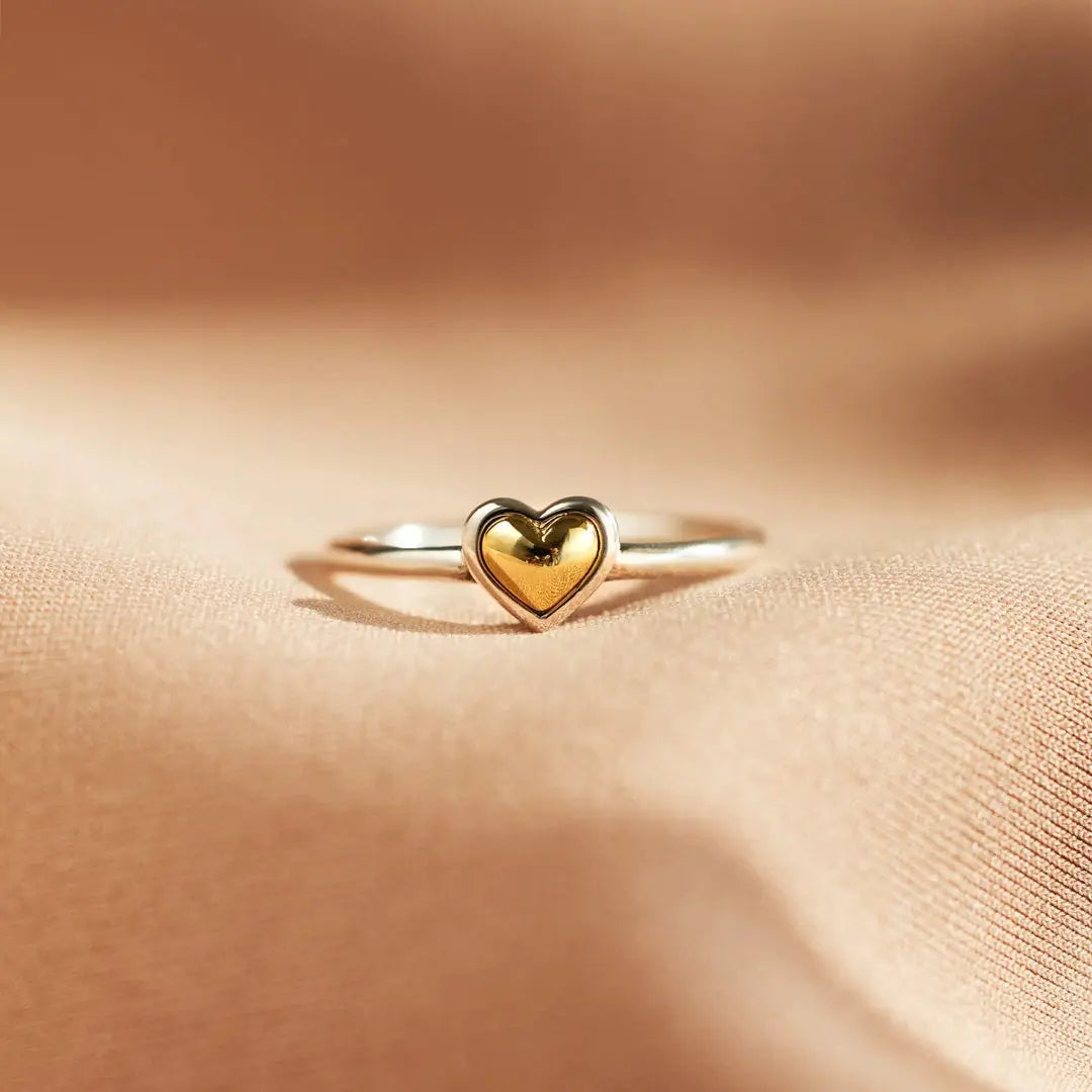 295 Sterling Silver Gold Heart Ring