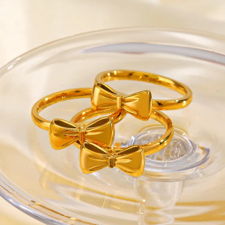 18K Gold Plate Minimalist Bow Ring
