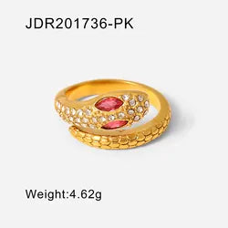 18K Gold Plated Malachite Snake Rings (Adjustable)