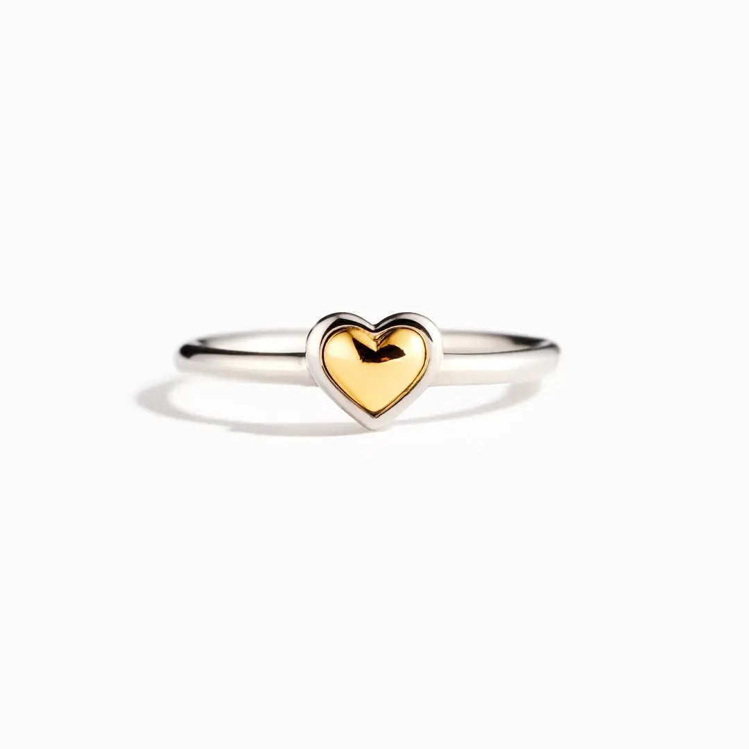 295 Sterling Silver Gold Heart Ring