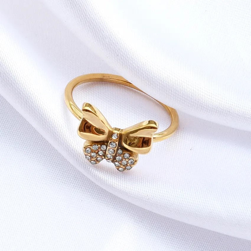 18K Gold Plated CZ Butterfly Ring