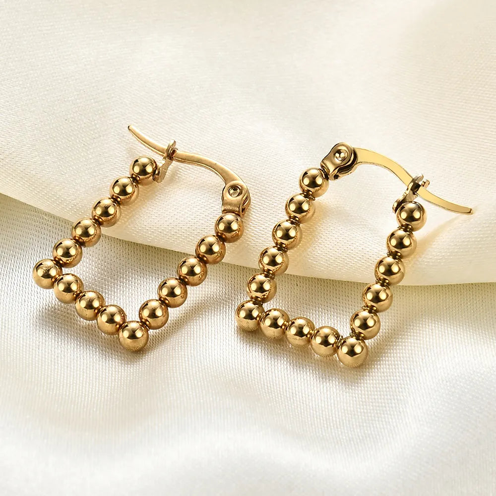 18K Gold Plated Beaded Hoop Earring