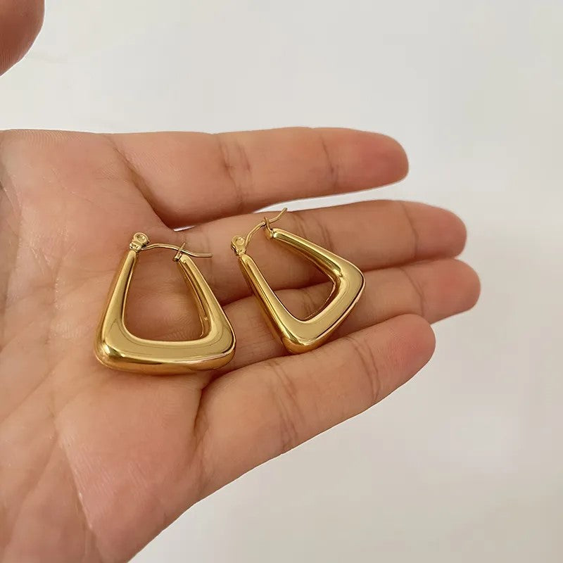18K Gold Plated Geometric Triangle Hoop