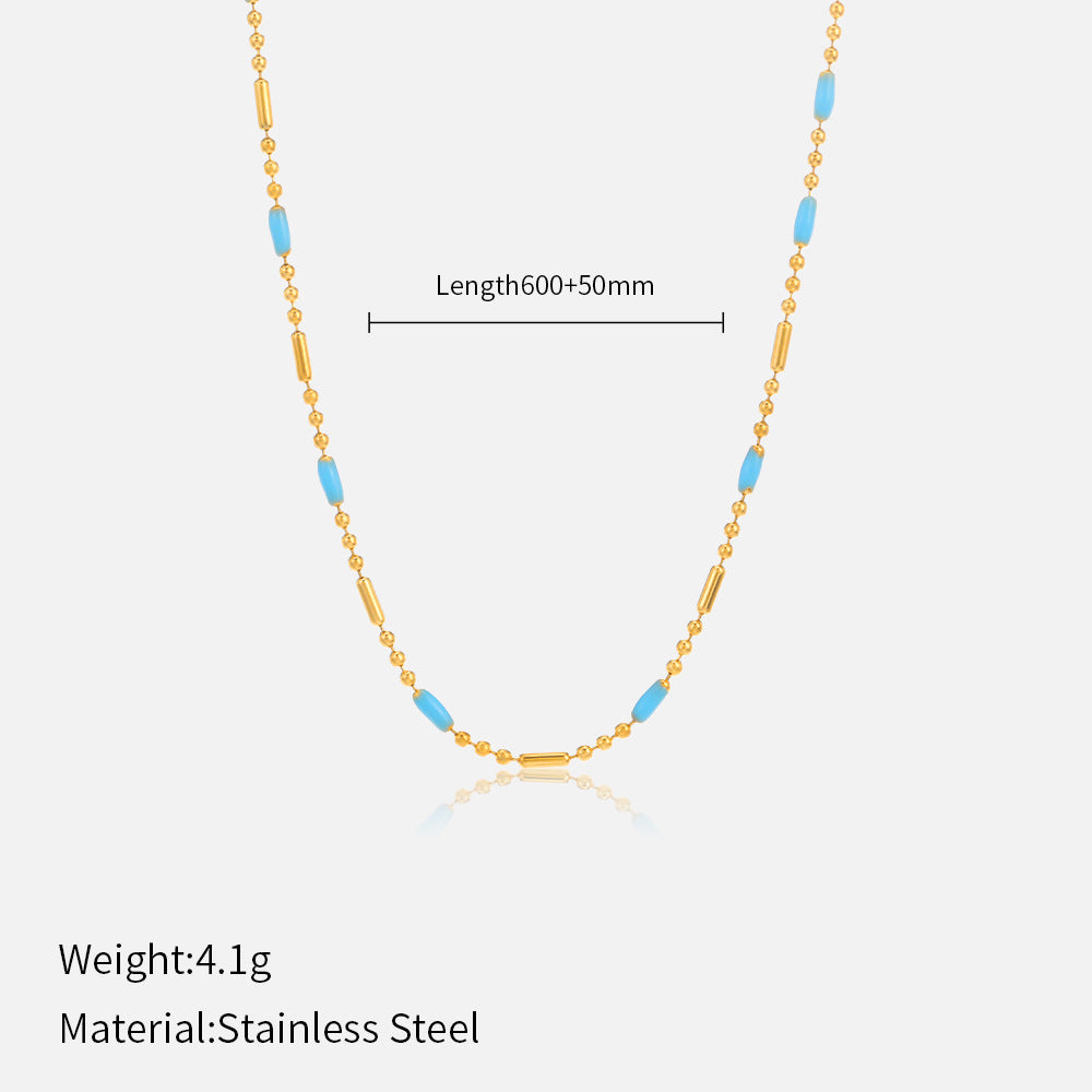 18K Gold Plated Turquoise Beaded Necklace