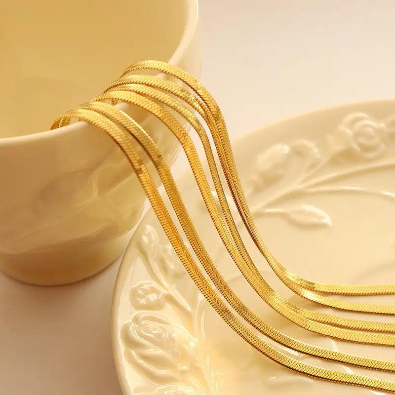 18K Gold Plated Flat Snake Necklace