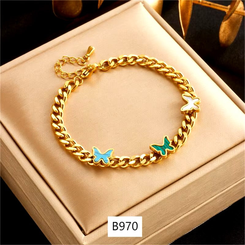 18K Gold Plated Butterfly Charm Assorted Bracelets