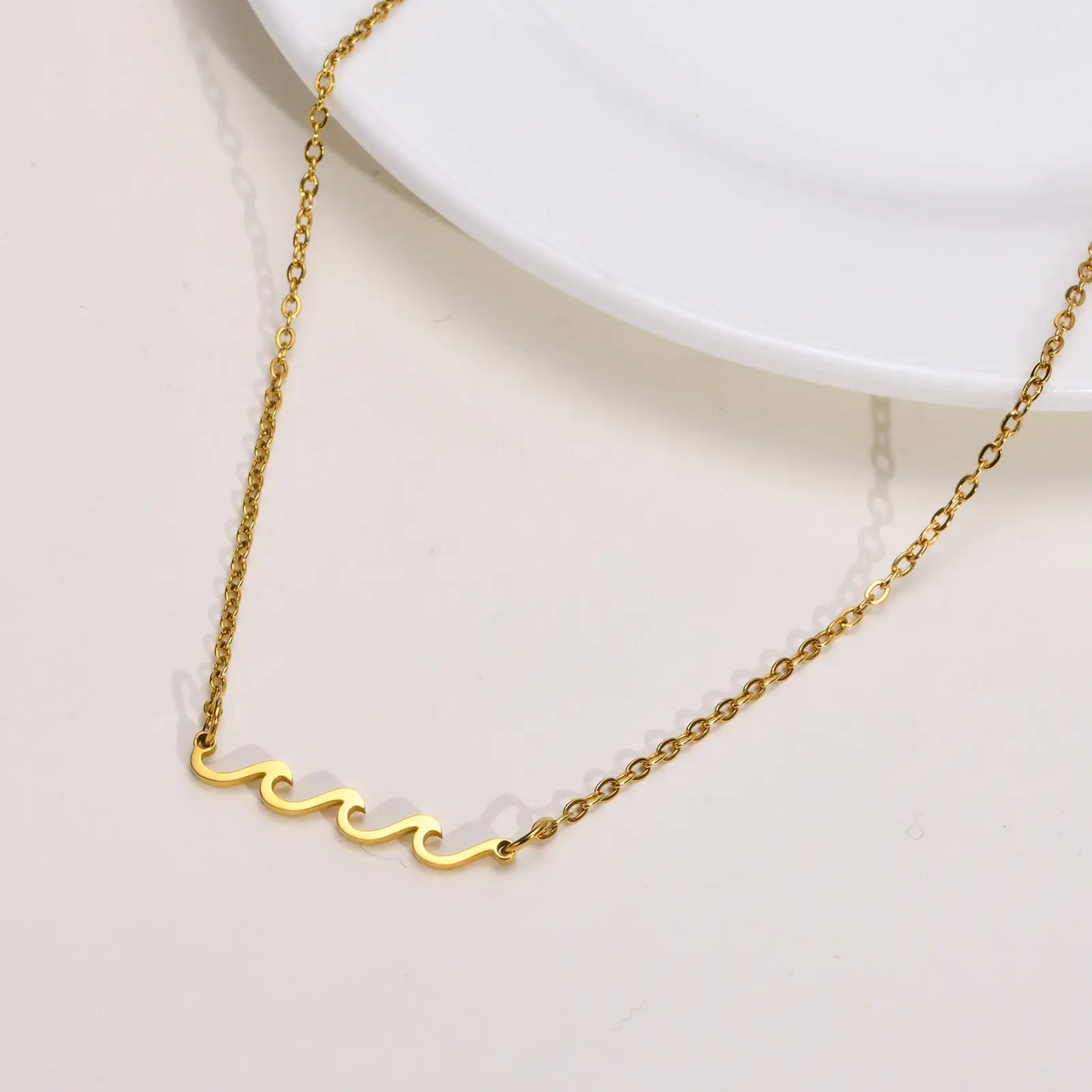 18K Gold Plated Wave Shaped Necklace