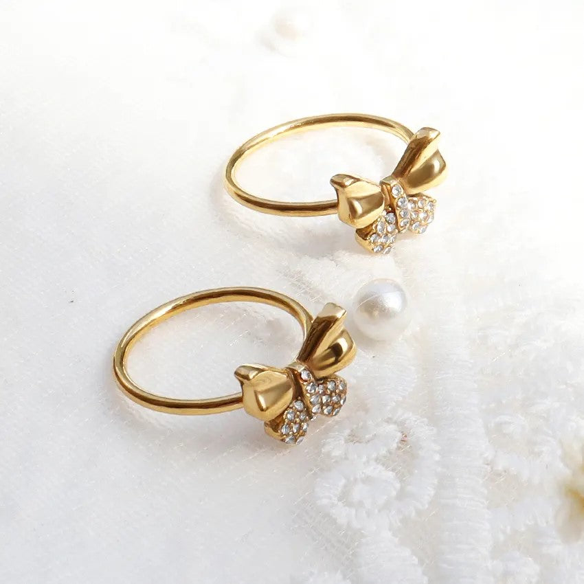 18K Gold Plated CZ Butterfly Ring
