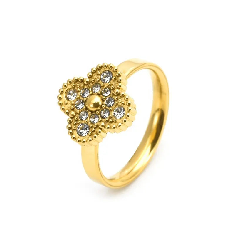 18KGP Clover Zirconia Ring