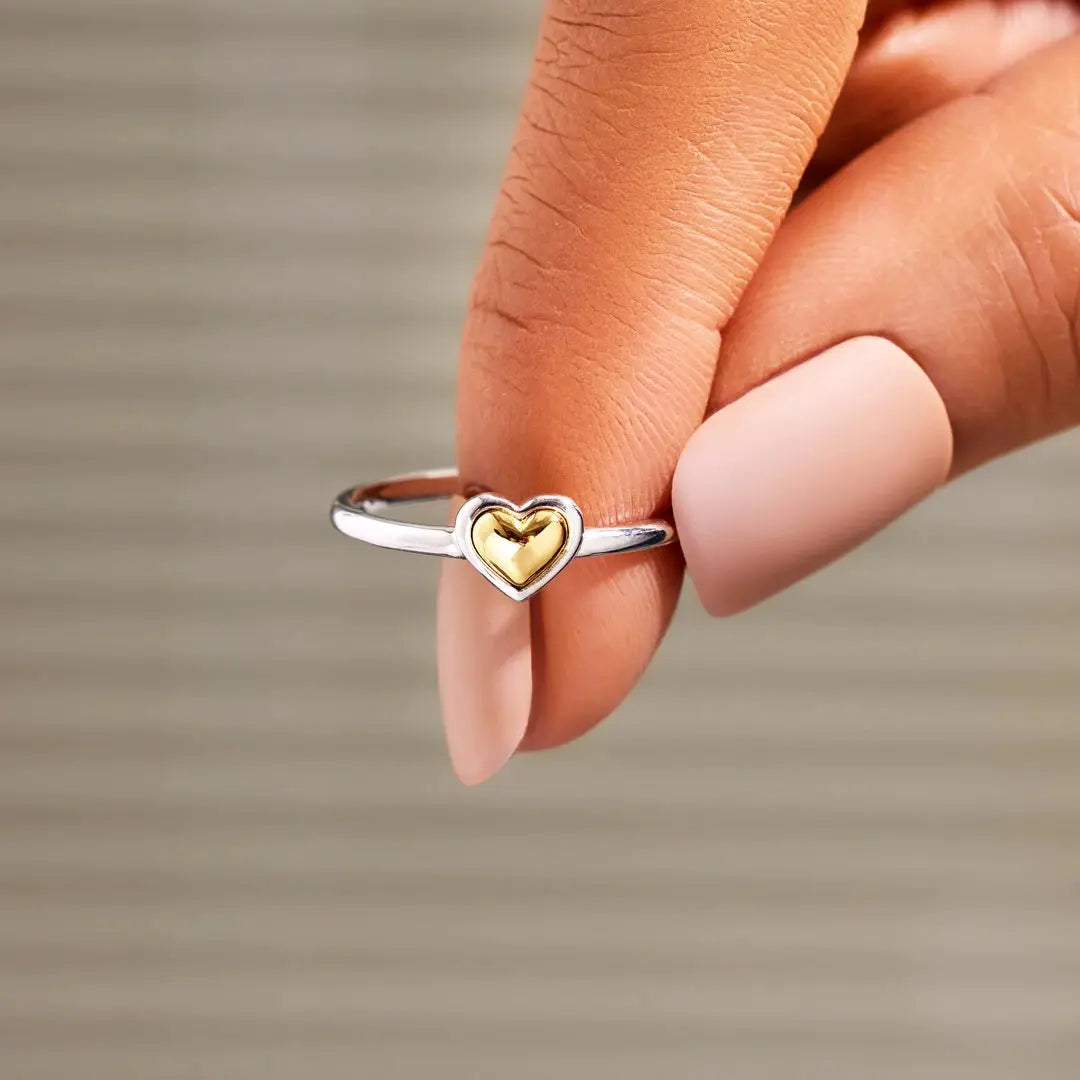 295 Sterling Silver Gold Heart Ring