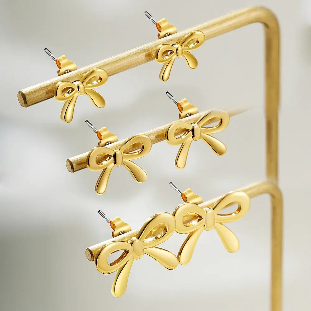18K Gold Plated Bowknot Stud Earrings