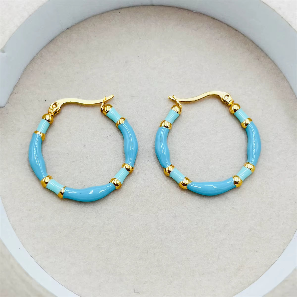 18K Gold Plated Colourful Enamell Hoop