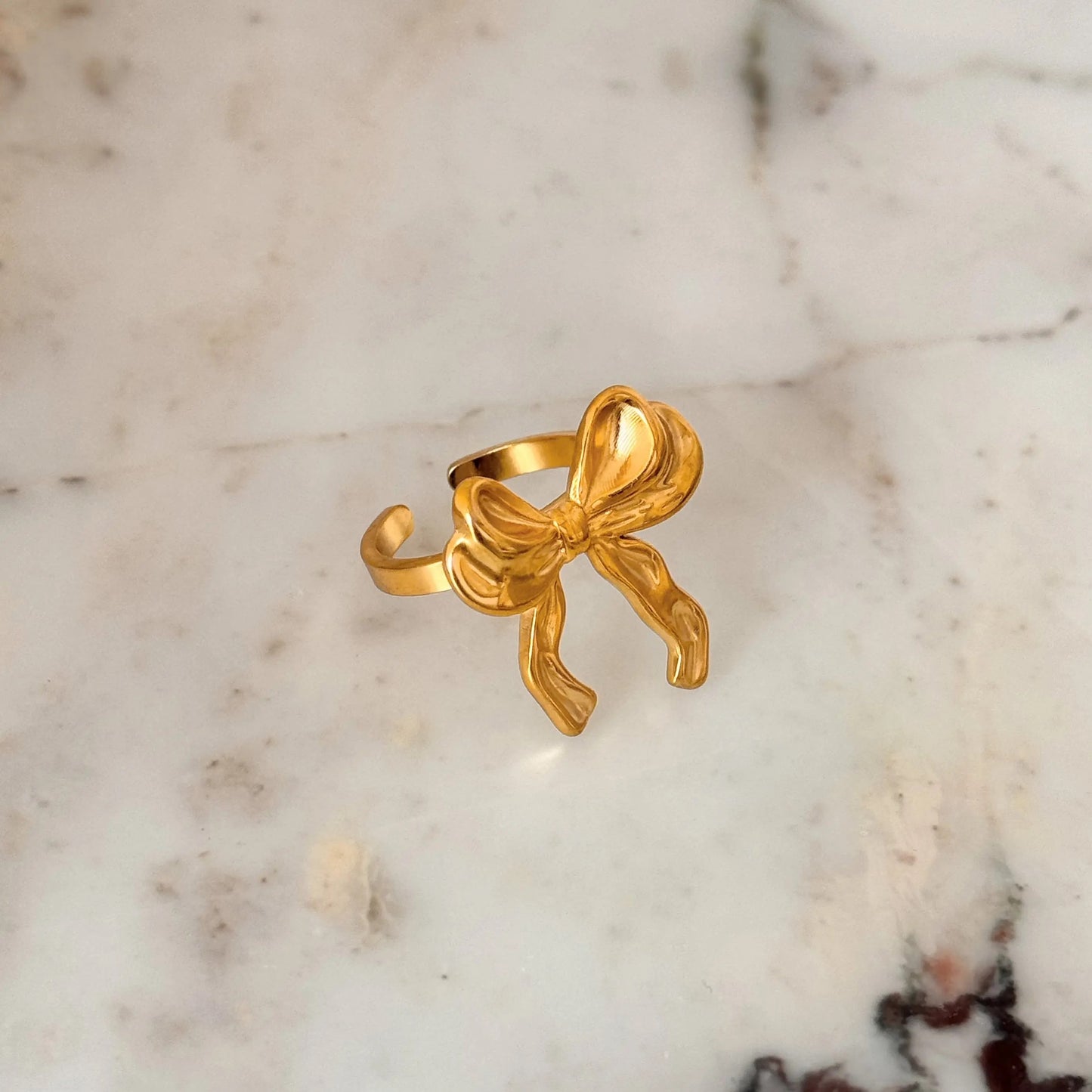 18K Gold Plated Bow Open Ring